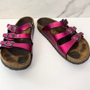 Birkenstock Women Florida Sandal Size 7 Birko Flor Metallic Strappy Pink Fuchsia